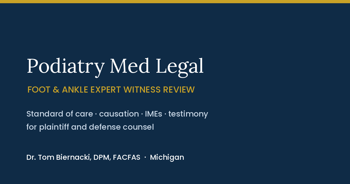 Podiatry Med Legal — foot and ankle expert witness review